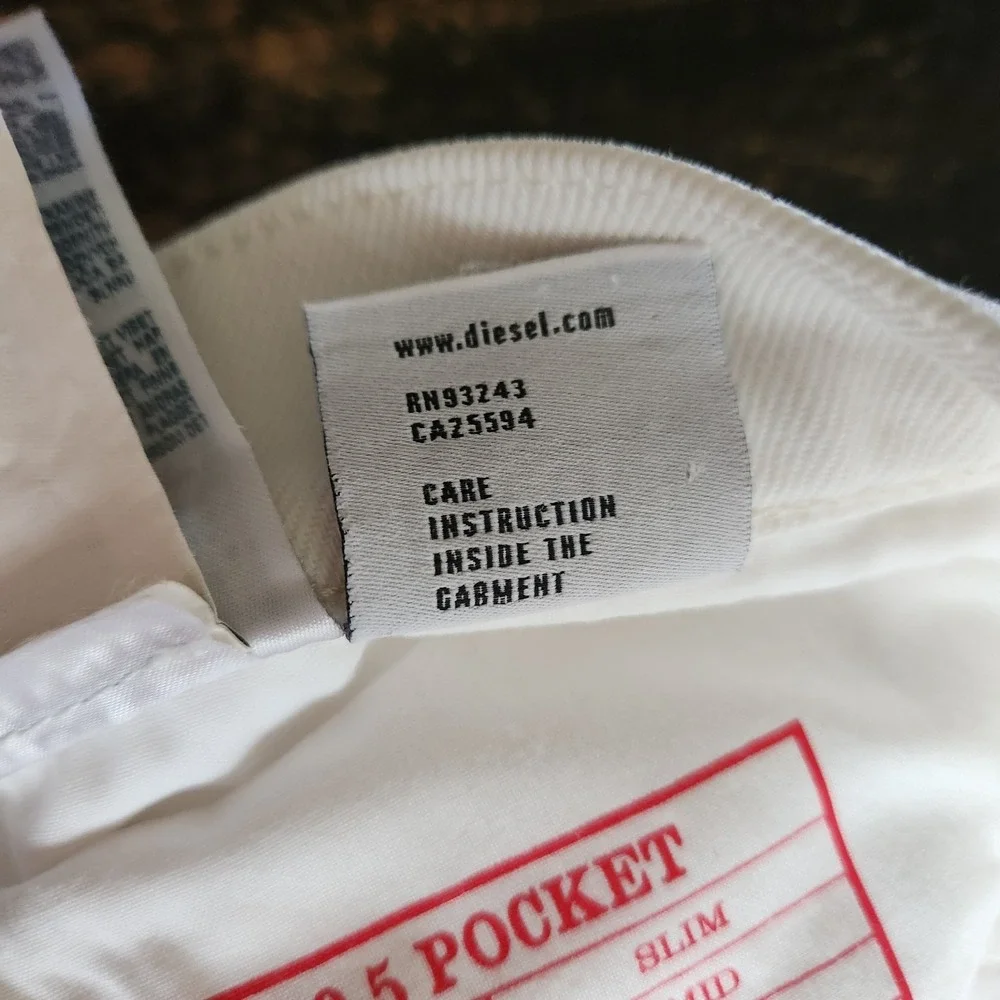 DIESEL 2019 D-Strukt 09F26 Men Jeans W38/L30 White Slim‎ Fit Zip Fly Denim